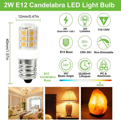 VYAOMLI E12 C7 Salt Lamp Bulbs, C7 LED Night Light Bulb, 2W Equivalent 15W 20W E12 Base Replacement for Himalayan Salt Lamps Light Bulbs Chandeliers Bulbs (Warm White, Pack of 5)