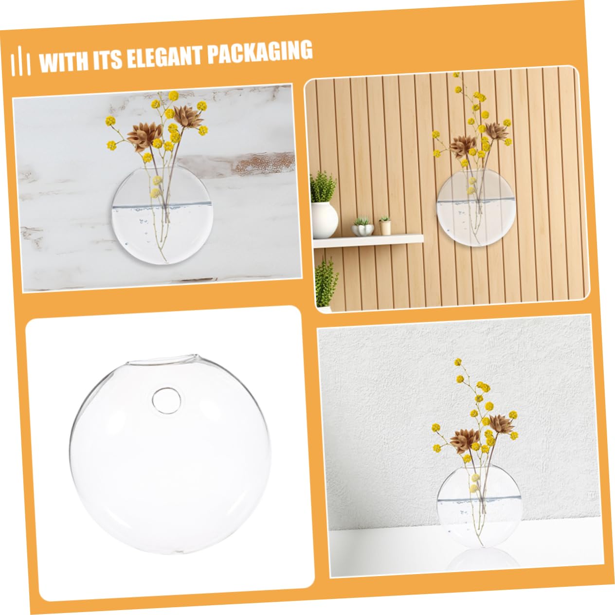 Mobestech 2pcs Glass Flower Vase Wall Mount Hydroponic Wall Plant Terrarium Decorative Hanging for Indoor Plants