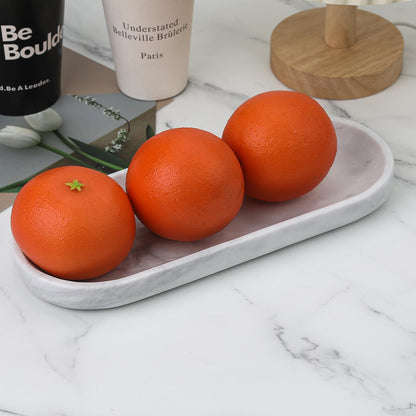 NEAMVCT Decorative White Marble Bowl, 10.6" x 4.3" Hand-Polished Natural Stone Bathroom Vanity Tray– Multi-Purpose Candy Bowl, Smudge Bowl, Key Bowl for Bathroom Countertop, Dresser, Coffee Bar