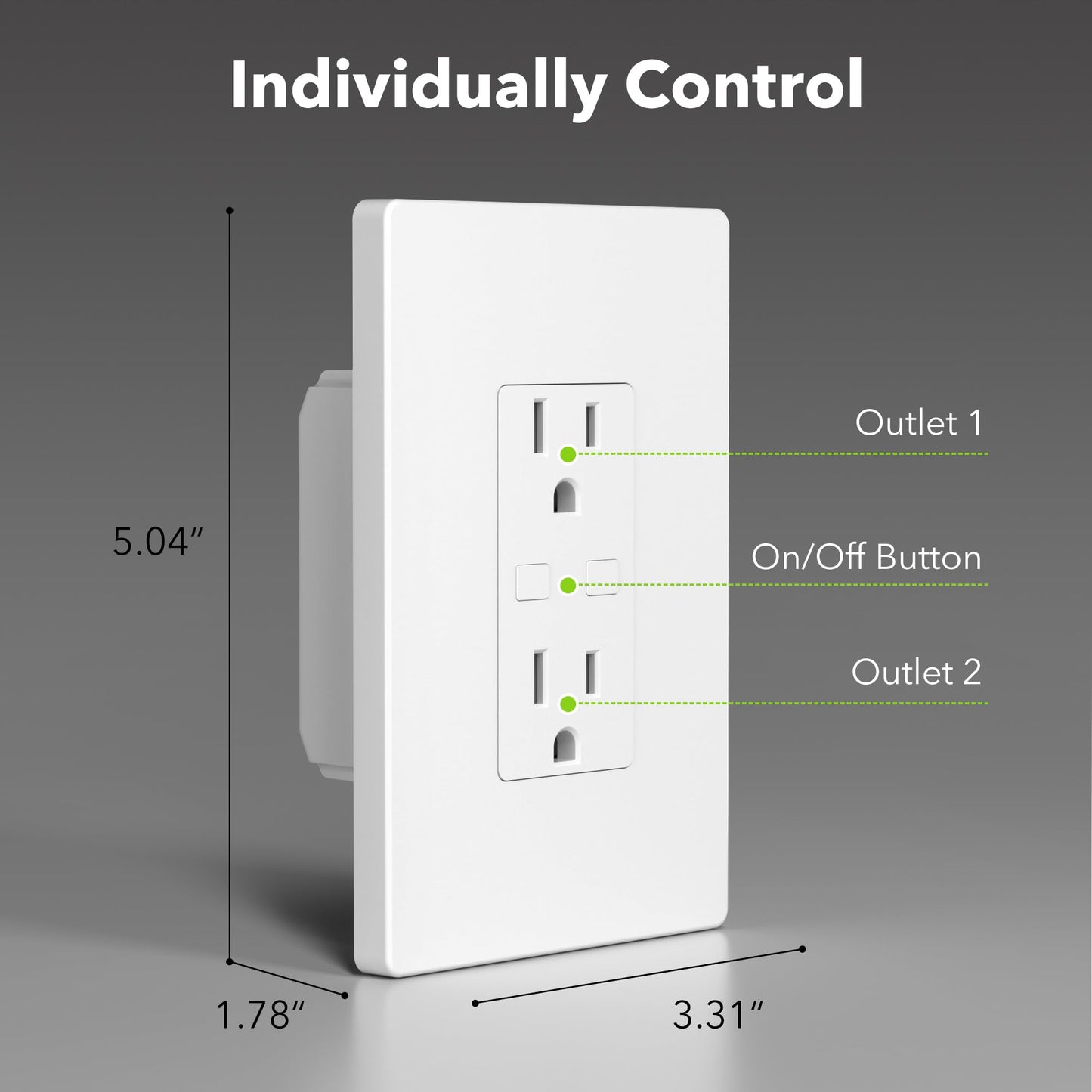 BN-LINK Smart Electrical Outlet with 2 Controlled Plugs and Type-C Charging, in-Wall Smart Wi-Fi Outlet with Voice and APP Remote Control, Compatible with Alexa and Google Assistant, 2.4GHz Wi-Fi Only