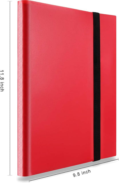 AITIME 360 Pockets Trading Card Binder Album, Side Loading PP Pockets Sleeves, Cards and Coupons Protector Storage Book (Red)