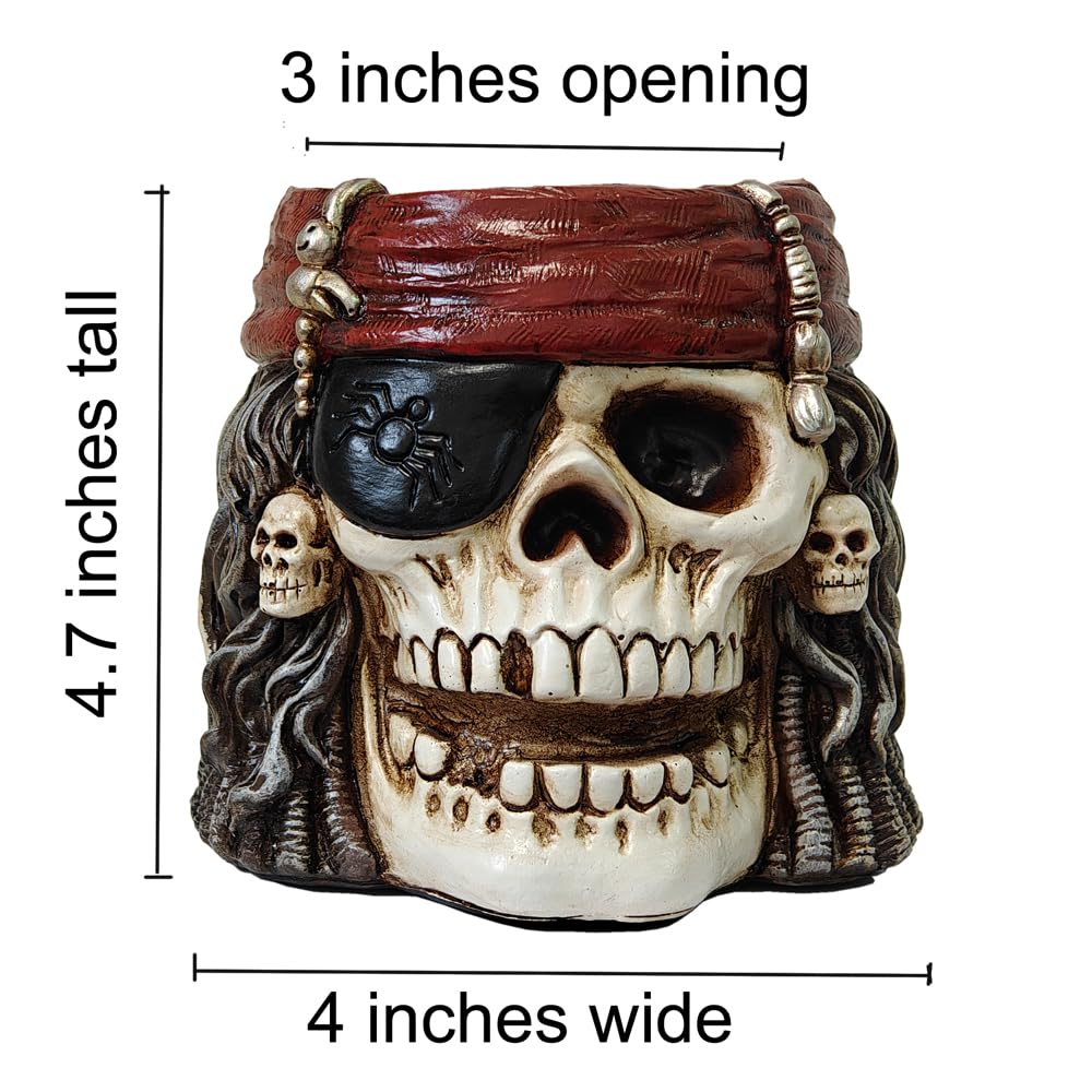 Skull Planter, Skulls Flower Pot, Skull Bowl, Skeleton Succulent Pots, Gothic Plant Pots with Drainage, Goth Statue Flower Pots, Indoor/Outdoor Pirate Figurine, Halloween Decoration, Funny Home Decor