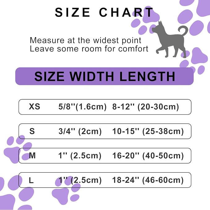 FURRYFECTION Reflective Dog Collar and Leash Set with Quick Release Buckle, Padded with Neoprene Adjustable Nylon Dog Collar for Small Medium and Large Dogs (Large Collar+5FT Leash, Purple)