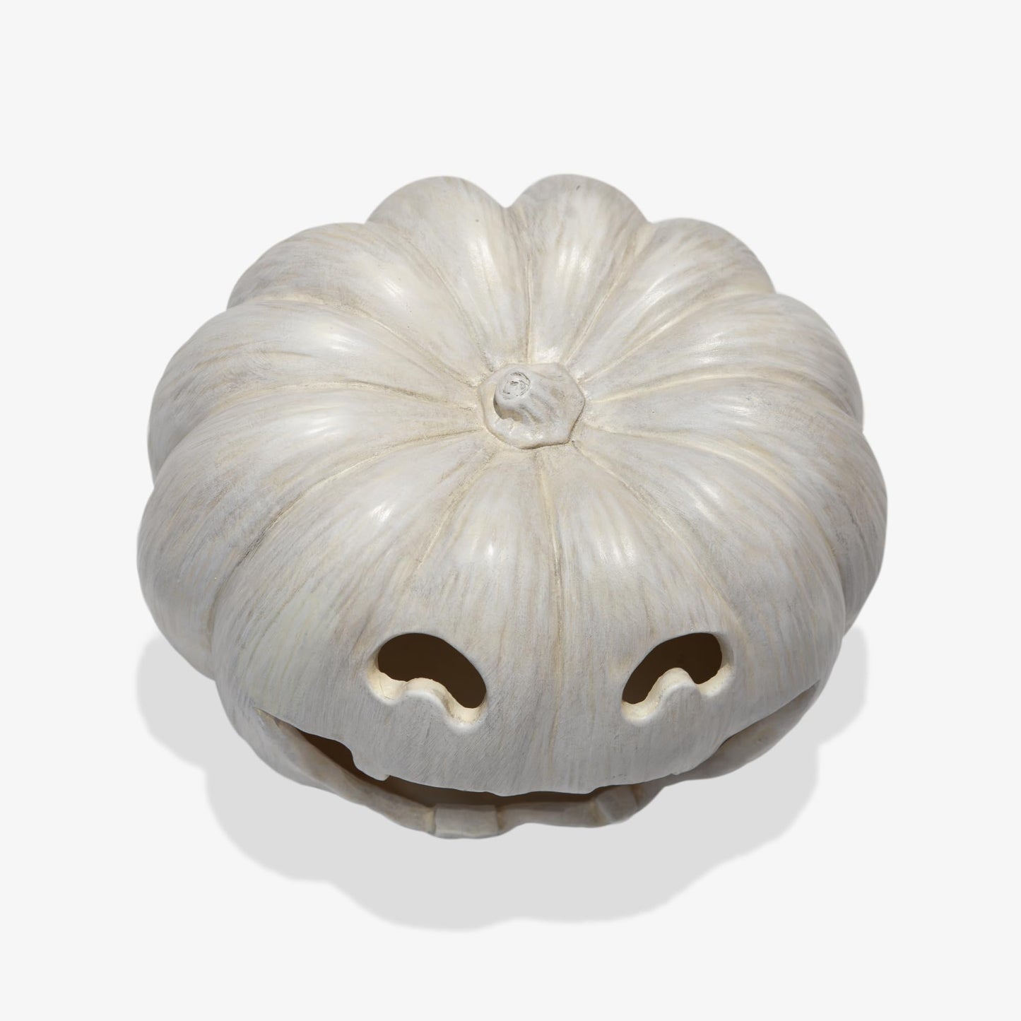 Luminara Jack-o'-Lantern Pumpkin Tealight Holder - Perfectly Pale 10"x6.75" - Halloween Dry Brush Resin Fall Home Autumn Harvest Festival Party Decor