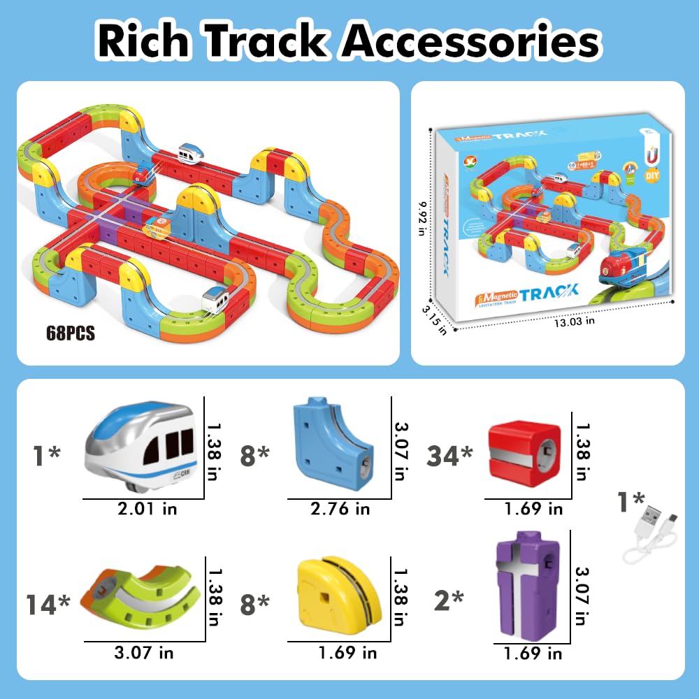 Electric Train Set, 3D Infinity Racer Train Tracks, DIY Toy Car Track, Modular Building Blocks Freely Assembled, STEM Learning Toy Fun Gifts for Kids Toddlers Boys & Girls