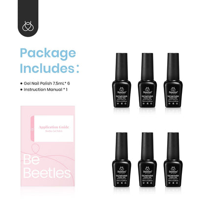 Beetles Cat Eye Gel Nail Polish Set, 6 Colors Glitter Red Pink Shiny Brown Burgundy Purple Blue Green Magnetic Effect Sparkle Stunning Nail Gel Polish Kit Soak Off UV Manicure Gifts for Women