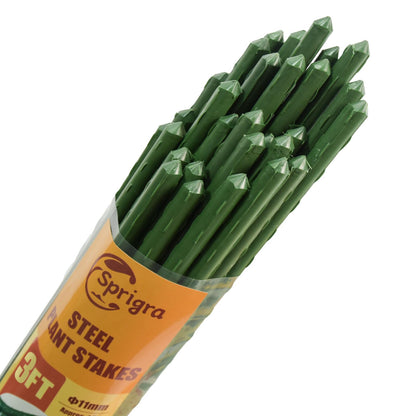 Sprigra Plant Stakes 36 inch, 3ft Steel Garden Stakes 25 Pack, Sturdy Plant Support for Climbing Plants, Tomatoes, Beans, Cucumbers, Peppers, Flowers, Potted, Strengthen and Stem to Grow Better