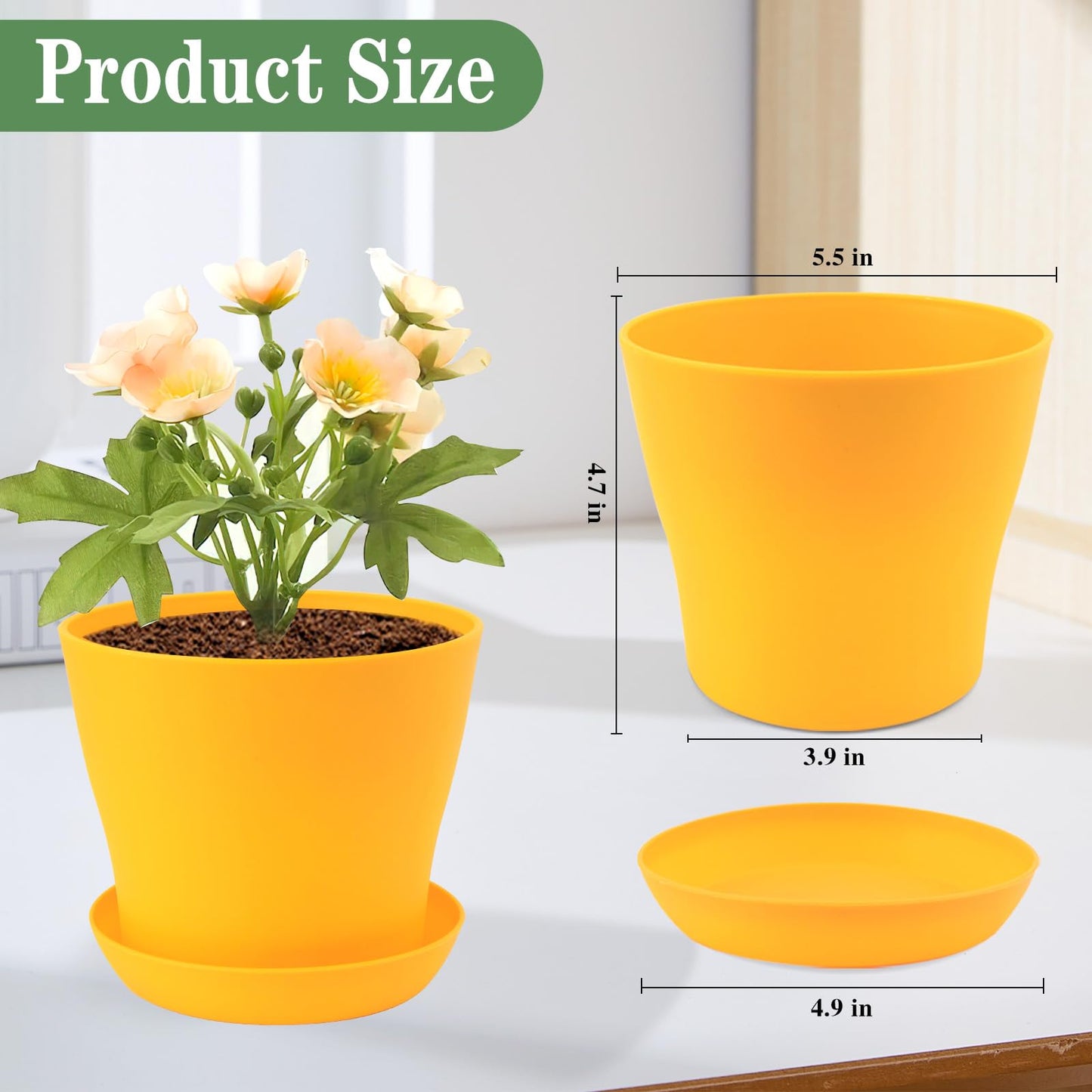 Bluckincle 100 Pcs 4 Inch Plant Nursery Pots and 8 Pack 5.5 Inch Plant Pots Indoor Outdoor
