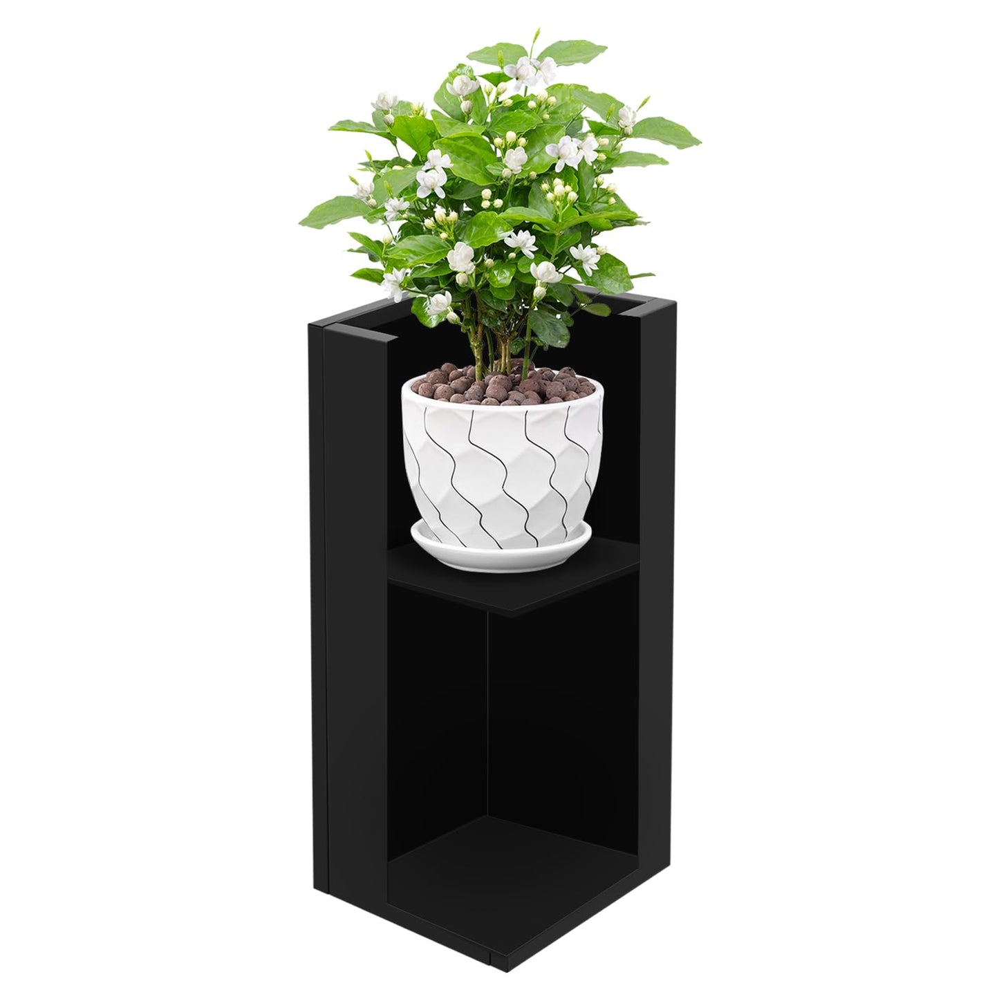 Pinelicorn Black Rectangular Planter with Removable Insert Shelf 12" L x12 W x 30" H, Cube Metal Planters Pot with Drainage Holes, Heavy Duty Steel Flower Pots for Patio, Yard, Garden