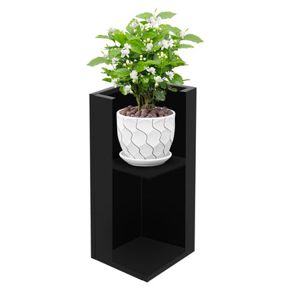 Pinelicorn Black Rectangular Planter with Removable Insert Shelf 12" L x12 W x 30" H, Cube Metal Planters Pot with Drainage Holes, Heavy Duty Steel Flower Pots for Patio, Yard, Garden