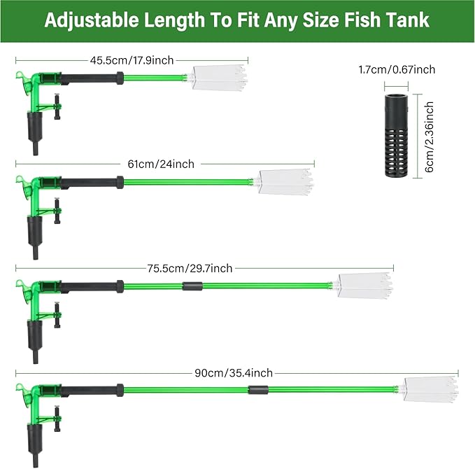 AQQA Aquarium Siphon Gravel Vacuum Fish Tank Cleaner kit,Stress Ball Python Water Changer,Extendable Length and Fixed On Fish Tank,Manually Water Changer Wash Sand L