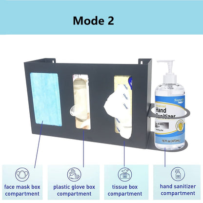 QiaoYoubang Steel Sanitizing Station Dispenser Stand, Wall Mounted Organizer for Face Masks, Glove Box and Hand Sanitizer or Others in Office, Gym, Schools, Hospital, Laboratory or Other Public Sites