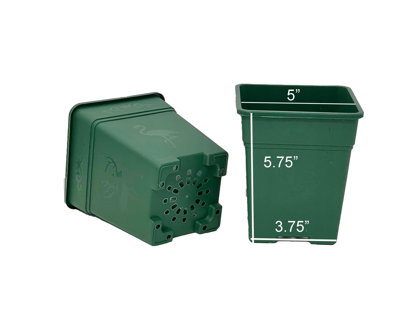 Cotta Planters Square Nursery Pot 0.5 Gallon 5 Inch Plastic Planters for Outdoor Indoor Plants 10-Pack with Drainage Holes Green