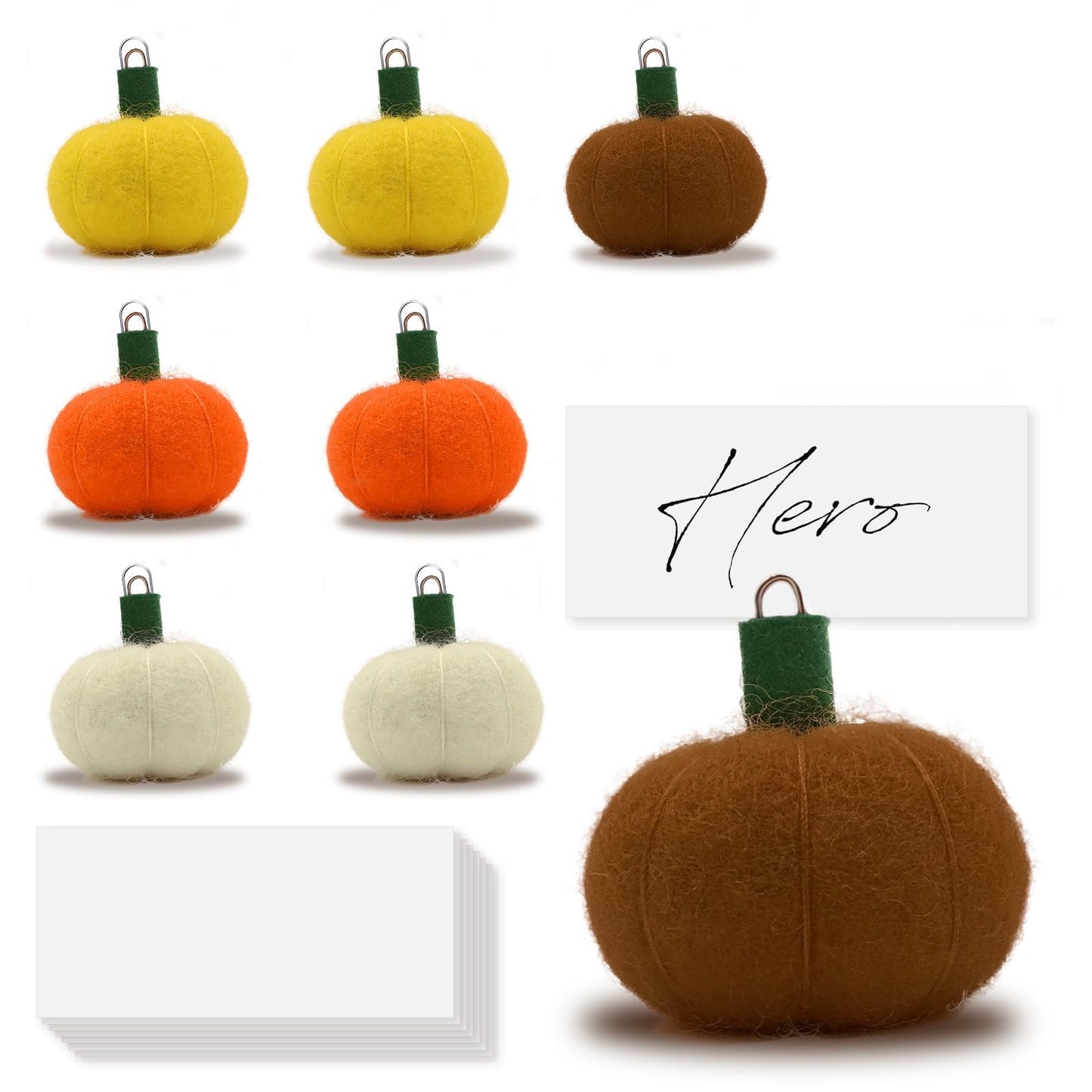 Groodo 8 Pieces Fall Decor Felt Pumpkin Place Card Holder, Thanksgiving Fall Name Card Holder Perfect for Thanksgiving Table Decor, Fall Themed Weddings, Bridal Brunches
