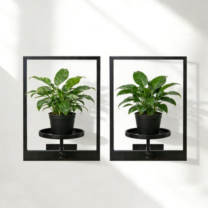bbteroiu Picture Frame Wall Planters Set of 3, Modern Metal Hanging Shelves for Plants, Rustproof Wall Mount Flower Pot Holder for Indoor Outdoor, Decorative Plant Stand for Living Room Patio, Black