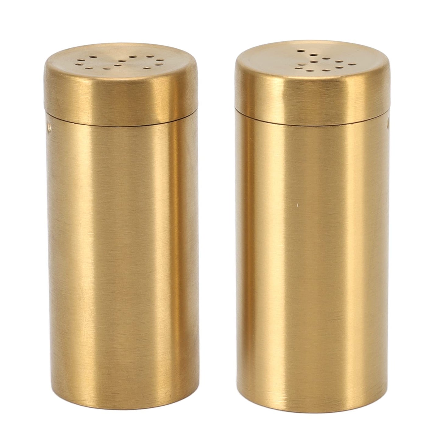 Stainless Steel Gold Spice Jars - 2 Pcs Rustproof Screw Top Seasoning Shaker Bottle for Salt, Sugar, Pepper, Paprika