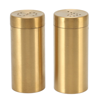 Stainless Steel Gold Spice Jars - 2 Pcs Rustproof Screw Top Seasoning Shaker Bottle for Salt, Sugar, Pepper, Paprika