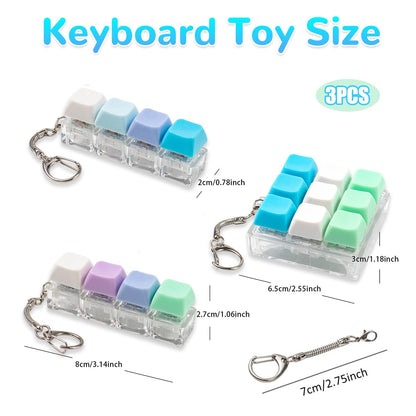 3 Pcs Keyboard Fidget Toy, Blue Green Fidget Keyboard Keychain 4-in-1 Loud Clicker Keyboard Fidget Toy Stress Relief, 9Key Fidget Clicker Toys for Anxiety Decompression (Green)