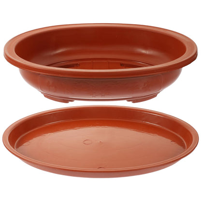 BESPORTBLE Thickened Oval Bonsai Flowerpot with Tray Durable Plastic Planter for Gardening Large Decorative Household Planter for Succulents Ferns and Plants