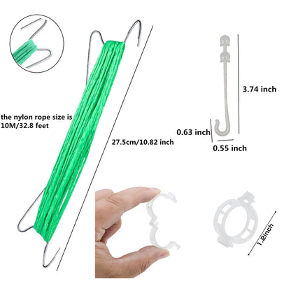 alfyng 60pcs Tomato Hooks - 20Pcs Tomato Support Hooks with 32.8ft Twine String, 40pcs Tomato Holder Hooks & Plant Support J-Hook Clips to Prevent Tomatoes from Pinching or Falling Off
