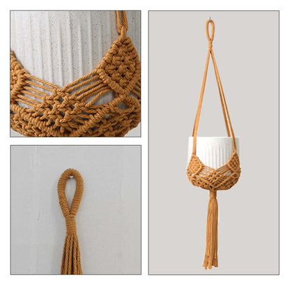 2 Pack 90CM (35inch) Extra Long Macrame Plant Hangers, up to 8 inch Pot Hanging Planter with Patterns, Premium Cotton Rope Crochet Boho Hanging Planter Basket for Indoor & Outdoor Plants (Brown)