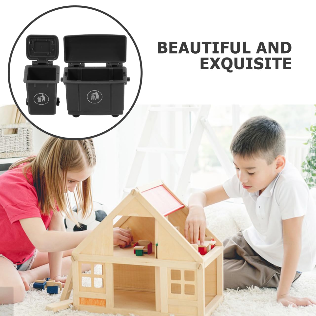 BESTOYARD Mini Trash Can Model, Tiny Plastic Garbage Bin for Dollhouse Furniture Decoration & Micro Landscape, Cute Miniature Life Scene Props for Desk Organizer & Pen Holder