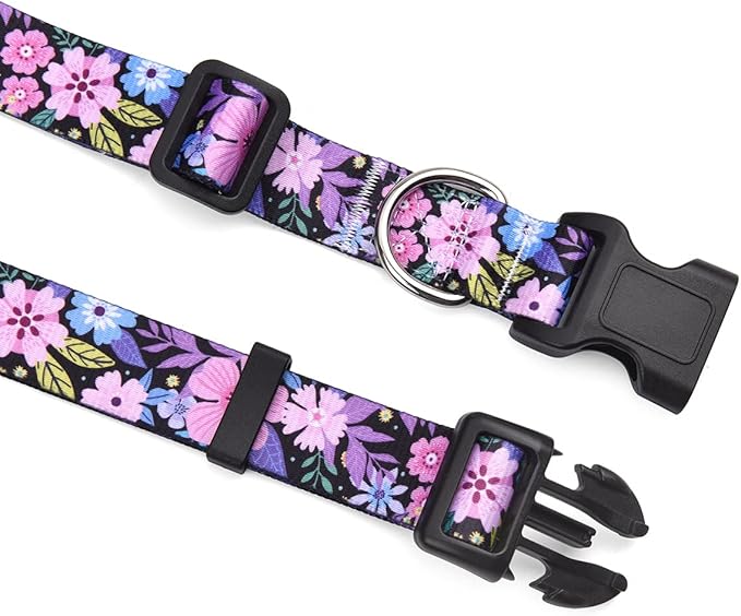 Mihqy Dog Collar with Bohemia Floral Tribal Geometric Patterns - Soft Ethnic Style Collar Adjustable for Small Medium Large Dogs(Floral Pink,XS)