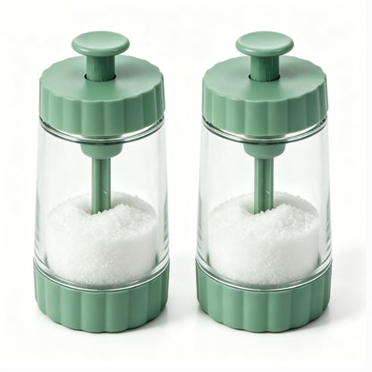 Measuring Seasoning Bottle, 2 Pack Quantitative Salt Shakers 0.5g Precise Quantitative Seasoning Bottle Salt Pepper Shaker Set for Kitchen (Green)