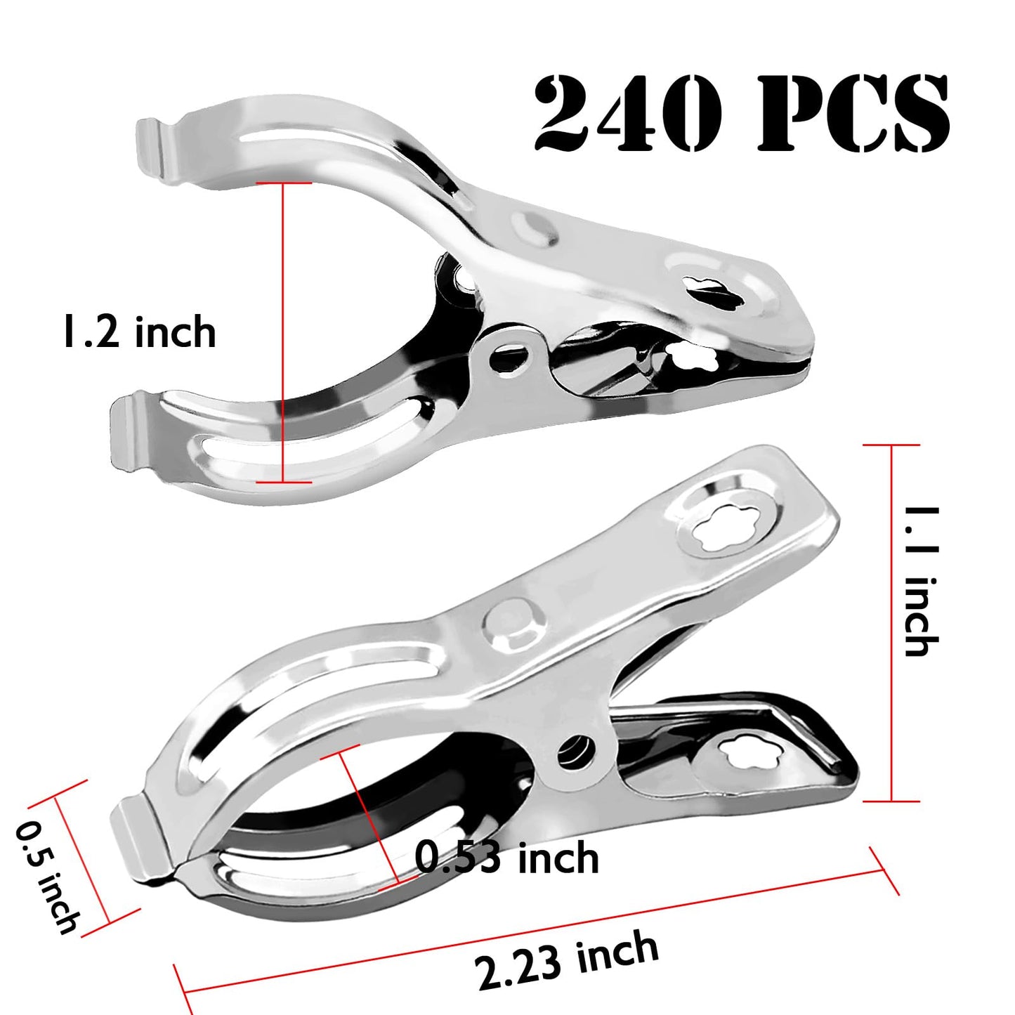 BESTEEL Upgraded 240 PCS Garden Clips, Greenhouse Clamps 100% Stainless Steel Heavy Duty Greenhuose Clips for Netting - Strong Grip to Hold Down Shade Cloth or Plant Cover on Garden Greenhouse Hoops