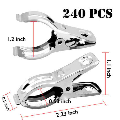 BESTEEL Upgraded 240 PCS Garden Clips, Greenhouse Clamps 100% Stainless Steel Heavy Duty Greenhuose Clips for Netting - Strong Grip to Hold Down Shade Cloth or Plant Cover on Garden Greenhouse Hoops