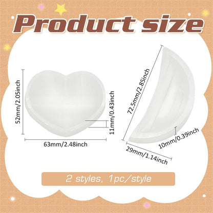 FINGERINSPIRE 2 PCS Selenite Crystal Bowl 2.8 inch Moon Selenite Bowl 2.5inches Heart Selenite Bowl Pure Selenite Smudge Bowl Natural Selenite Crystals Holder for Cleansing Charging Smudging Healing