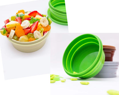 IYYI Silicone Collapsible Bowl with Lid 800ML Folding Travel Bowl for Camping, Hiking, Heat Resistant ME.FAM Expandable Bowl (Blue)