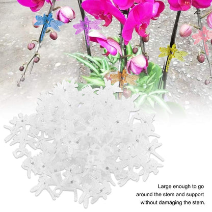 Watris Veiyi 100Pcs Plant Orchid Support, Garden Dragonfly Orchid Clips, Portable Cute Flower Vine Clips (Transparent)