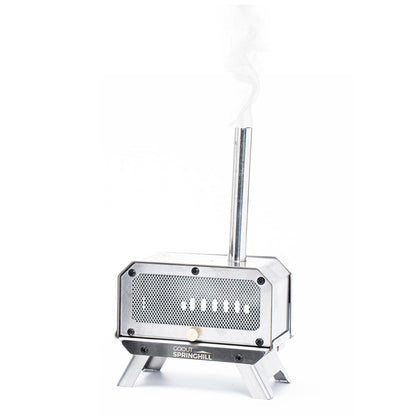 GOOUT SPRINGHILL Incense Burner & Mini Portable Stove - Compact Foldable with Detachable Ash Catcher, 3.9x2.4x6.5 Inch Stainless Steel, Silver