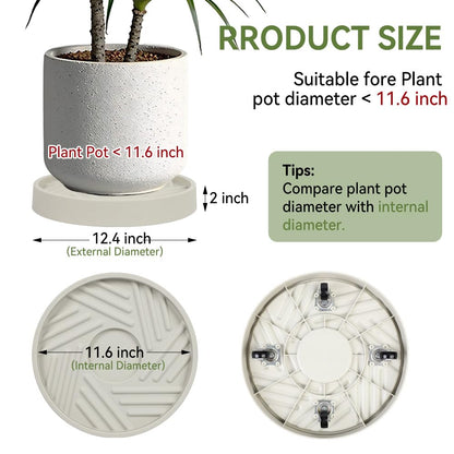 UoeRing 1 Pcs Plant Caddy with Wheels 12 Inch Hidden Wheels Heavy Duty Rolling Plant Stand, Indoor Outdoor Plant Saucer Tray with $9.9 Garden Tools (Beige)