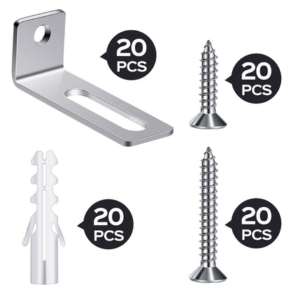 Oudain 40 Set Wall Brackets Whiteboard Mounting Hardware Wall Installation Hardware Kit Whiteboard Mounting Brackets Include Hanger Supports, Screws, Expansion Tube for Hanging Office Supplies