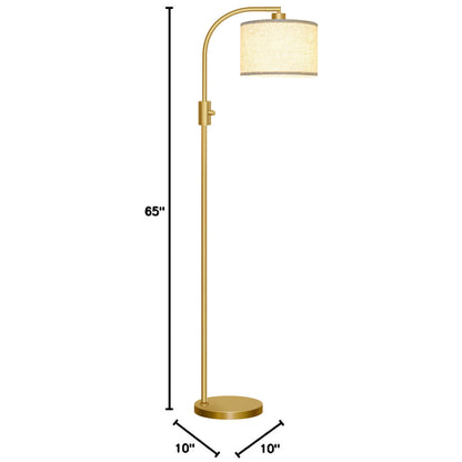 Nintiue Upgraded Modern Arc Dimmable Tall Standing Floor Lamp with Linen Shade, 1200 Lumens LED Bulb Included, for Living & Reading Room, Bedroom, Office & Nursery, Gold
