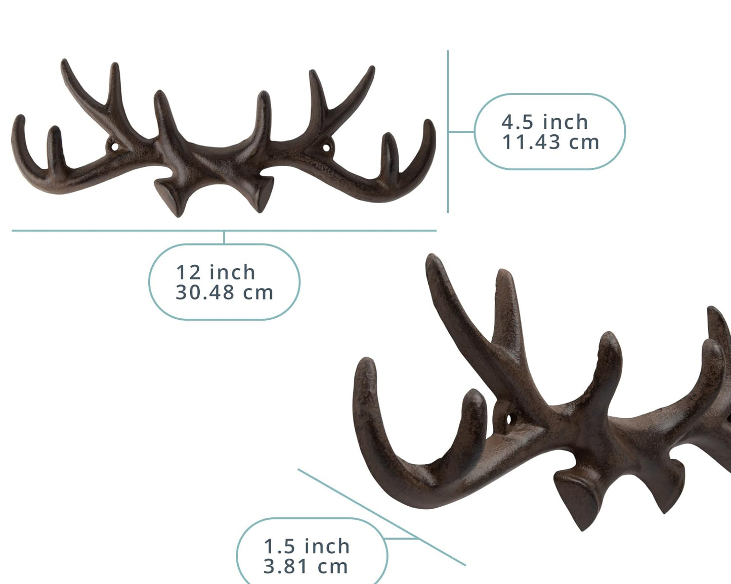 Comfify Rust Brown Cast Iron Deer Antlers Wall Hooks – Cabin Lodge Decor