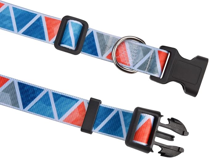 MarukoPet Dog Collar, Adjustable for Small Medium Large Dogs Puppy, Cute Design with Bohemia Floral Tribal Geometric Patterns Boys Girls Dog Collar(Impression Triangle-XS)