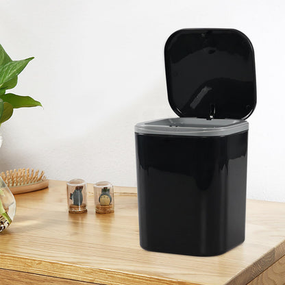 Julyeen 0.5 Gallon Mini Trash Can with Lid, Small Garbage Container Bin for Desktop, Tabletop, Coffee Table or Countertop (Black)
