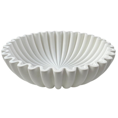 HUZHIBING Large Decorative Bowl,White Decorative Bowls for Home Decor - Ruffle Decor - Fluted Bowl - Scalloped Bowl-Stylish Key for Entry Table