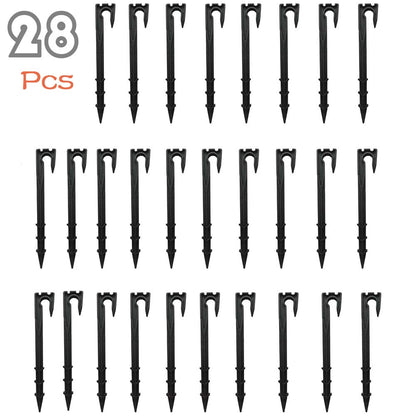28PCS Soaker Hose Stakes Garden Hose Stake Hose Holder Stake Hose Guide Stake Water Hose Stake1/2inch 1/4inch 5/32inch Black