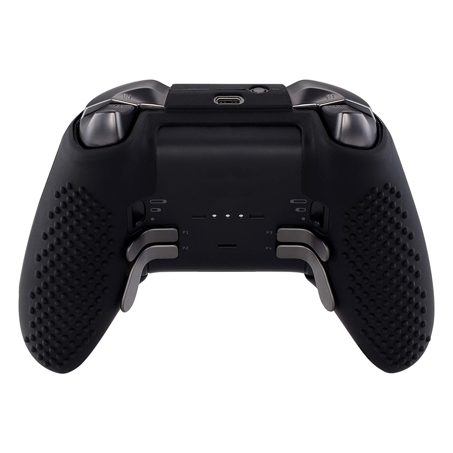 eXtremeRate PlayVital Black Soft Anti-Slip Silicone Cover Skins, Controller Protective Case for New Xbox One Elite Series 2, Xbox Elite 2 Core with Thumb Grips Analog Caps