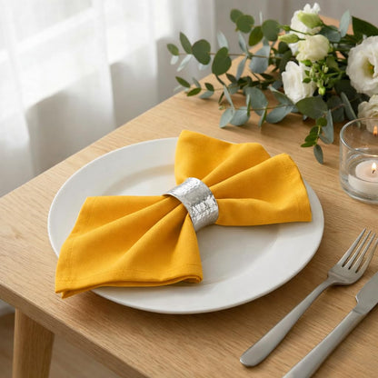 Palisa Mustard Polyester Cloth Dinner Napkins Pack of 12 | 18x18 Inch Reusable & Washable Table Linen Napkins for Everyday Use Wedding Parties Banquet & Hotel