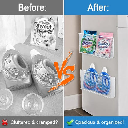 Picowe Magnetic Shelf for Fridge, Aluminum Foil & Plastic Wrap Holder Organizer for Refrigerator, Magnetic Laundry Organizer for Washer /Dryer, Fridge & Small Spaces (White)