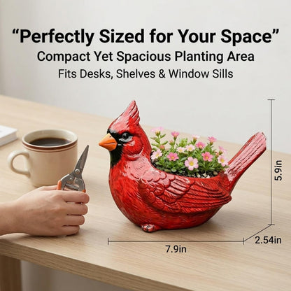 Cardinal Bird Succulent Planter, Resin Red Birds Plant Pot Small Cute Animal Flower Pots Hummingbird Succulent Planter Flower Plant Pot Decorative Planters for Indoor Tabletop Decor(Green 4pcs)