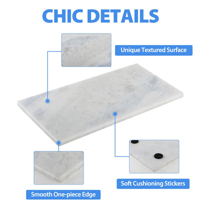 Koville African Natural Marble Board for Kitchen Pastry Bread, 12" x 6" Genuine Stone Slab, Marble Tray Cheese Board for Counter, Bathroom Trays Perfume Tray Jewelry Candle Plate (Namib Fantasy)