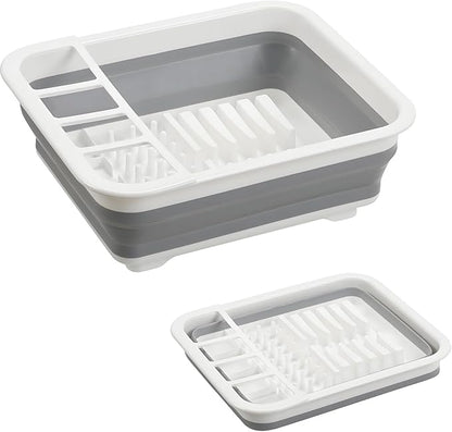Collapsible Dish Drying Rack, Foldable Dinnerware Drainer Organizer for Storage Kitchen Counter RV Accessories Portable Rack Holders for Dishes Plates and Cups Camping Travelling Space Saver Essential