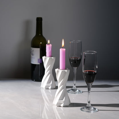 ICNBUYS Twizzle Twist Candle Holder, Decorative Candle Holder for Table Display, Romantic Decoration, Unique Home Décor Aesthetic, Housewarming Gift, Sculpture Candle Stand Height 5.7 inches - Cement