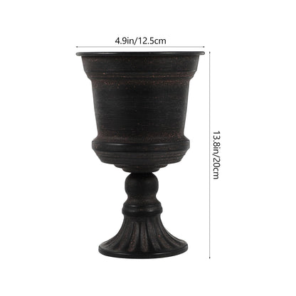 Yardwe Iron Urn Planter, Rustic Metal Flower Pots Decoration Vase for Wedding Party Home Garden Porch Front Door Decoration (Black)